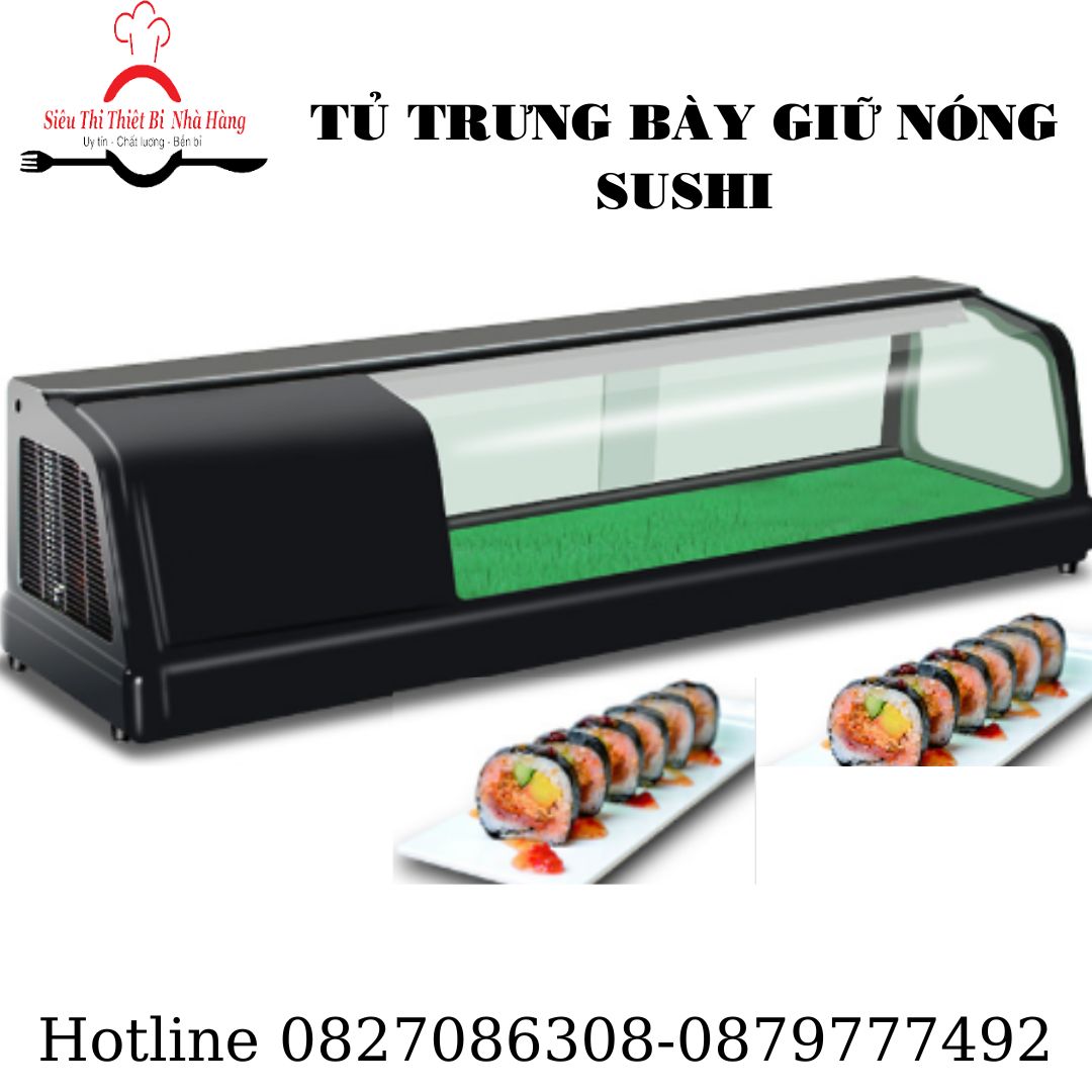 Sáng bừng không gian nhà hàng với tủ trưng bày sushi